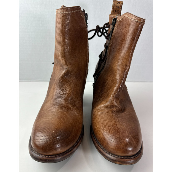 Bed Stu Blaire Leather Ankle Boot Tan Rustic Cobbler Lace Boots Women's Size 9 - Picture 5 of 16
